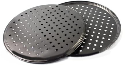 HERCHR Teglie Rotonda da Forno Antiaderente, teglie rotonde per pizza più croccanti forate Per Quiche Croccanti(26CM)