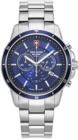 Swiss Alpine Military Herren-Armbanduhr Chronograph Analog Quarz Edelstahl 7089.9