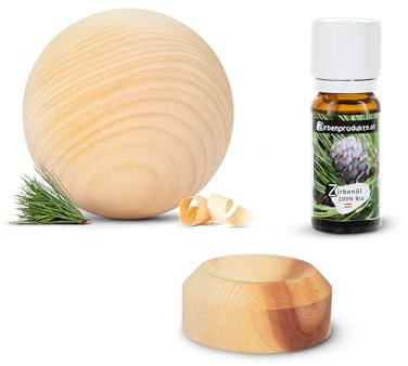 Zirbenkugel (7cm) + ZirbenAblageteller + Bio Zirbenöl (10ml)