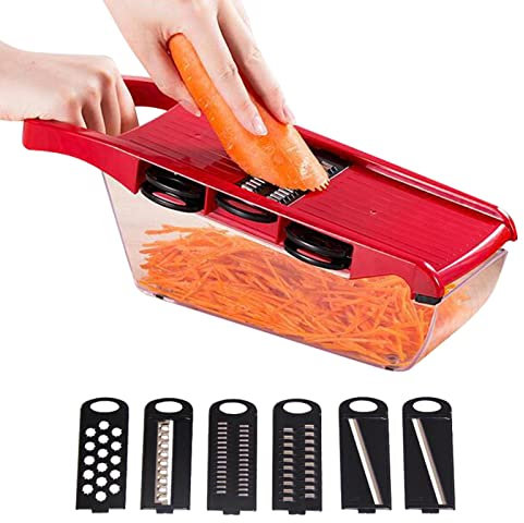 SHRIGM Trancheuse Mandoline | Pommes Terre avec 6 Lames pour La Cuisine,Gar-Main, trancheuse coupeur Hachoir avec récipient, râpe à Fromage pour la Cuisine