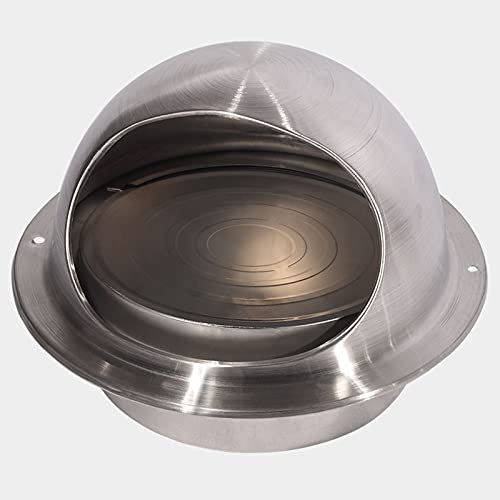 BOHHO Wall Mountable Round Bull-Nose Vent Stainless Steel Exterior Wall Hood Check Valve Windshield Range Hood Exhaust Pipe Air Outlet Rainproof Spherical Hood,160mm