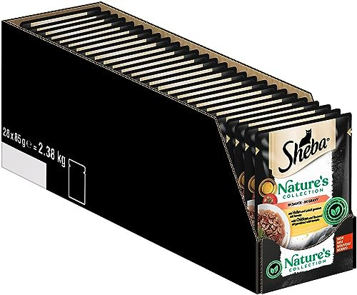 SHEBA Nature's Collection in Sauce - Hochwertiges Katzennassfutter mit Huhn im Portionsbeutel - 28 x 85g