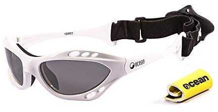 OCEAN CUMBUCO Lunettes de Soleil Flottantes Sports Nautiques Polarisées Kitesurf, blanc brillant, Talla única