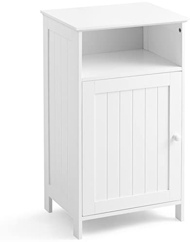 COSTWAY Meuble de Salle de Bain avec Porte, Meuble de Rangement avec Compartiment Ouvert, Placard Étagère Réglable, pour Salle de Bain, Salon, Chambre, 30 x 40 x 70 cm (Blanc)