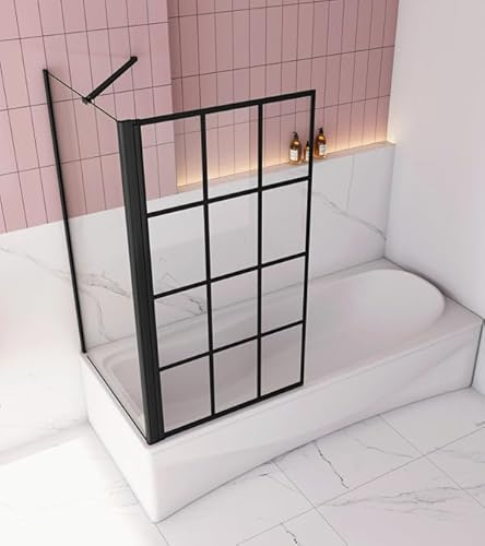 Aica Sanitär Badewannenaufsatz Duschabtrennung Duschwand Dusche für Badewanne,1-tlg,Feste B,80x70cm