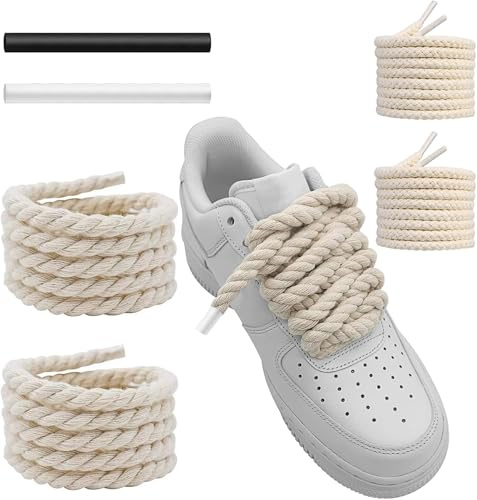 UamGlsob Cordones de Zapato de Gordos para Air Force 1, 10mm/15mm Cuerda Gruesa Redondos de Algodón Grueso para Zapatillas de Deporte, Rope Shoe Laces