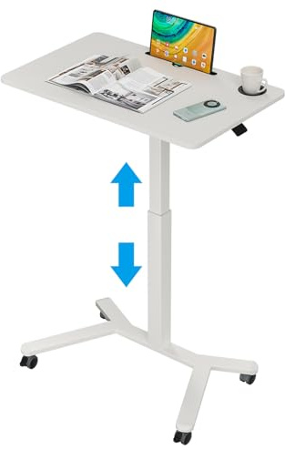 PTUWODS Laptoptisch Höhenverstellbar, Laptop Schreibtisch Computertisch für Sofa, Bett, Couch, Büro (Weiß)