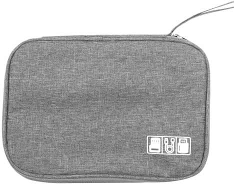 ZONADAH 23 x 16 x 3 cm organizador electrónico cable organizador bolsa bolsa accesorios electrónica bolsa organizador viaje bolsa gadget bolsa para cable Power Bank USB Drive cargador placa dura gris
