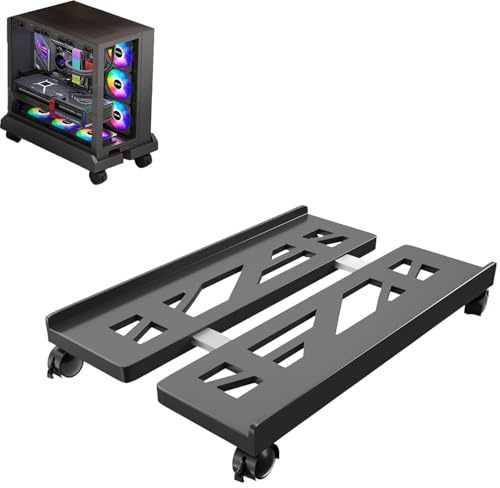 Soporte para Ordenador Pc Tower,Soporte de CPU Universal con Cuatro Ruedas,Soporte de Escritorio para Ordenador,Carrito de CPU Debajo del Escritorio del Jugador,Móvil,con Ruedas,el Color Es Negro