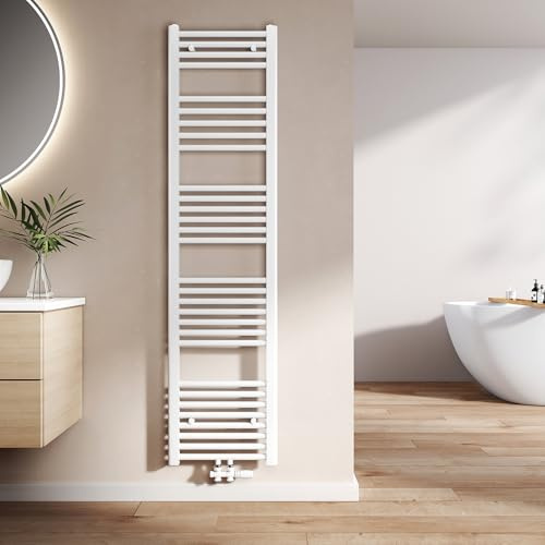 EMKE Radiador Toallero 1600x400 mm, Blanco 547 W | Radiador de Baño con Conexión Central, Calentador de Toallas, Secador de Toallas, Radiador de Baño
