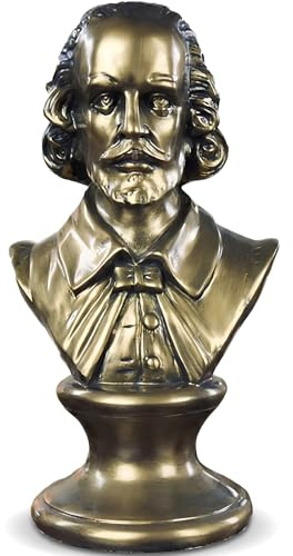 ZKSYLSM Shakespeare Buste Statue Bronze Sculpture Résine 30,5 cm pour Bibliothèque et Piano Décor