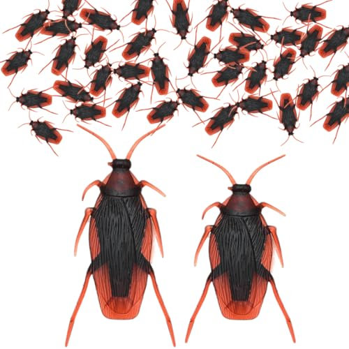 Lot de 50 fausses cafards réalistes en plastique pour Halloween, Blague Faux cafard nouveauté blattes ressemblent Vrais effrayants réalistes cafards, pour la fête de Halloween