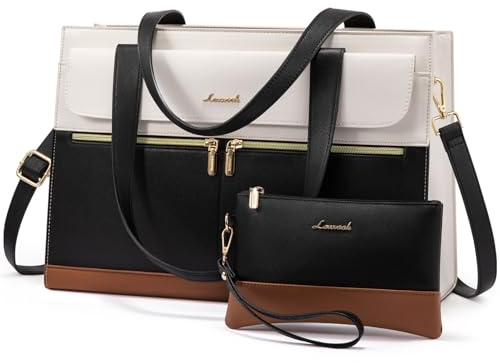 LOVEVOOK Laptop Tote Bags for Women 15.6 Inch Ladies Work Bags Stylish Handbag with Laptop Compartment Large Designer PU Leather Briefcase for School Shoulder Bag for Office Shopping