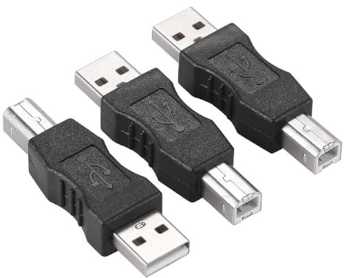 Greluma 3 Pièces Connecteur Adaptateur convertisseur USB 2.0 A mâle vers USB B mâle pour imprimante