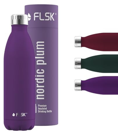 FLSK Trinkflasche – Premium Edelstahl Thermosflasche – 100 % auslaufsicher & kohlensäuregeeignet – hält 24 h kalt & 18 h heiß – BPA-frei (nordic plum, 750 ml)