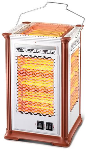ZbOLi Calentador de Cinco Lados Tipo Barbacoa, Calentador eléctrico de 5 Caras Calentador eléctrico con asa de Transporte, Parrilla de Barbacoa portátil, Horno de Camping con Bandeja extraíble White