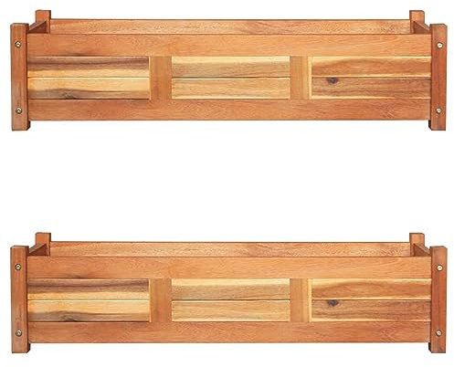 ShGaxin Garten-Hochbeete 2 STK. Akazienholz 100x30x25 cm, Palettenrahmen, Hochteich, Gemüsebeet, Kräuterregal Balkon, Blumenbeet, Kräuterspirale, Tomatenbeet, Pflanzhochbeet - 3057522