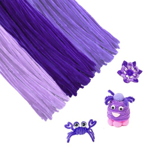 Aoyswuz 300 Piezas Chenilla Limpiapipas 3 Tipos de Púrpura 300 mm * 6 mm Alambre de Chenilla, Limpiapipas Manualidades para Manualidades y Decoración (Púrpura)