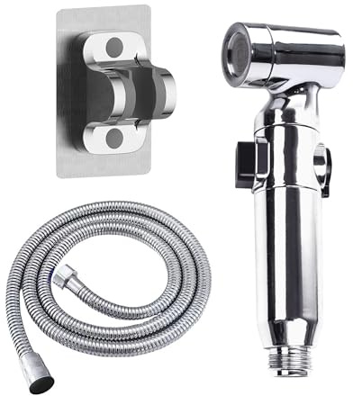 Grifo Bidet WC Manguera 150 cm Soporte Sin Taladro Ducha Higiénica Inodoro Baños Cocina