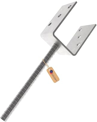 GeZu Impex Support de poteau U Galvanisé à chaud Lot de 4 81 x 300 mm ancre platine bois pied poteaux clôture