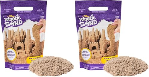 Kinetic Sand Beutel naturbraun, 907 g - magischer Spielsand aus Schweden, für entspanntes, kreatives Indoor-Sandspiel, für Kinder ab 3 Jahren (Packung mit 2)