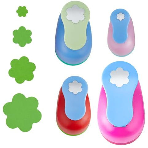 SUPERFINDINGS 4Pcs 4Styles Emporte-pièce en forme de fleur Perforateur pour scrapbooking Perforateur en alliage plastique Artisanat en papier DIY Making Invitations Greeting Décorations