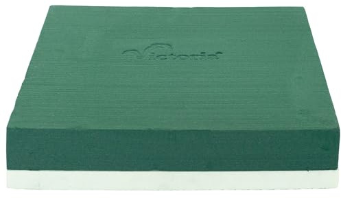 Nass Steckschaum Eckig 30x6cm auf Hartschaumunterlage 1 Stück - für Profi Floristen & Hobby Bastler - Frischblumen Steckschwamm - Blumen Steckmasse Blumensteckschaum - Floristik Zubehör - Grün