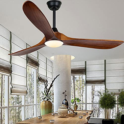Industrial Vintage Wooden Decorative 60 Inch DC Ceiling Fan Light, Noiseless Motor Blade, Ideal for Living Room, Dining Room, Bedroom, Outdoor Use
