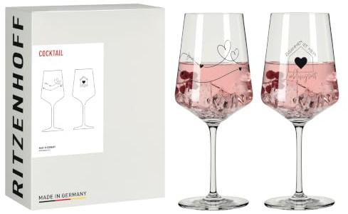 RITZENHOFF 8131002 Cocktail-Glas 2er Set, 500 ml, Serie Liebe – mit eleganten Linien, ideal für Hochzeiten, Jubiläen oder besondere Momente zu zweit – Made in Germany