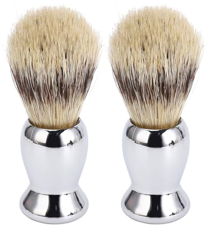 DIRBAK Pennello da barba uomini 2 pcs lunghi pennelli morbidi pennelli densi schiuma schiuma spazzola barba da barba con manico per uomini che curano materiale antetico per i capelli