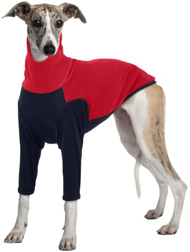 Windhund Pullover Fleece, Windhund Mantel Winter Fleece Hundepullover Grosse Hunde Schlafanzug Pullover Groß(Rot, XL)