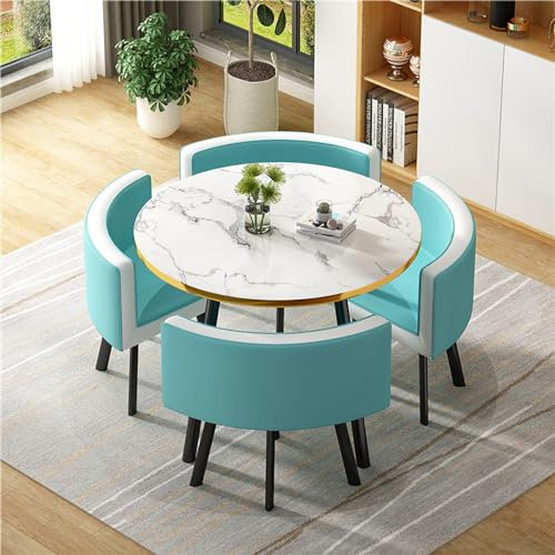 Runder Esstisch aus Holz für Büro, Konferenzen und Empfänge, 80 cm, einfaches rundes Konferenztisch-Set mit Stühlen, ideal für kleine Konferenzräume und Empfangsbereiche