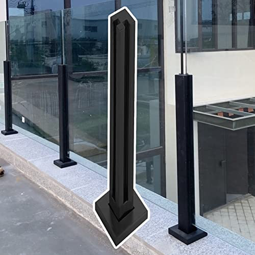 Pali per ringhiera in vetro nero per terrazza e balcone, kit di corrimano di sicurezza da 104,9 cm con viti, balaustre quadrate per ringhiera per piscina interna/esterna, design resistente ed elegante