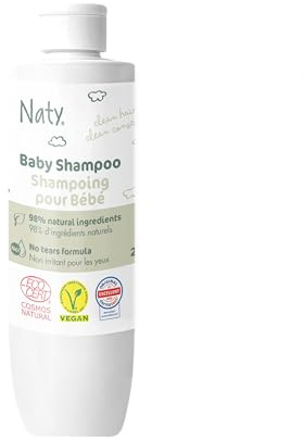 Naty Baby Shampoo 240ml – Tear Free, Vegan, Fragrance Free, Dermatologically Tested, COSMOS Natural Certified, For Sensitive Skin & Scalp, Natural Origin, Recycled Bottle