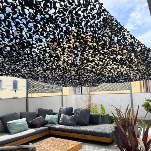 Filet de Camouflage Militaire Renforcé Noir | Haut de Gamme | Protection Solaire & Voile d'Ombrage Anti-UV Terrasse Pergola Jardin Chasse Airsoft Rideau Déco Résistant Durable 3x4 3x5