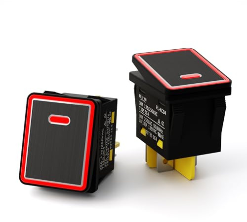 FILN 2Stück Aluminium Kippschalter 30A, 12V-24V DC KCD4 Schiffsschalter UL-4-polig 2-Gang Schalter Ein Aus,Spritzwassergeschützt IP65 für Audio-Anlage, LED-Beleuchtung, Auto-Tuning, Campingausbau(Rot)