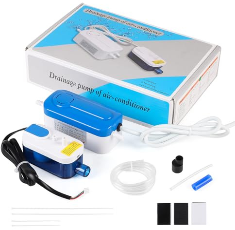 SWAWIS Bomba de Condensado Dividido para Aire Acondicionado 21dB | Depósito de Agua de 60ml, Caudal Máximo 24L/h, Altura de Impulsión 10m, para Aire de 8kW