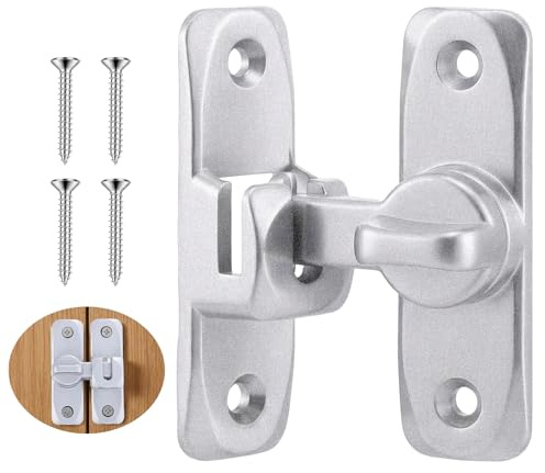 Gyfent 1Pack Door Latch | 90/180 Degree Door Closer Aluminum Alloy Gate Latch Right Angle Gate Lock Hardware for Sliding Barn Bedroom Bathroom Window