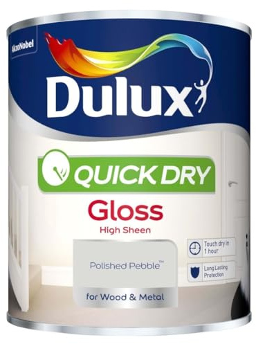 Polished Pebble Quick Dry Gloss Paint 750ml | Interior Wood and Metal Paint | High Shine Durable Finish | Fast Drying Trim Paint for Doors Skirting Boards Radiators and Furniture