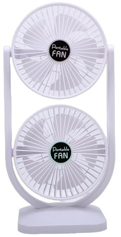 Zerodis Oscillating Table Fans, Tower Fans USB Rechargeable 3 Speed Ventilator Portable Electric Floor Dorm Appliance for Home Office Travel Oscillating Table, Dual Head Desk Fan