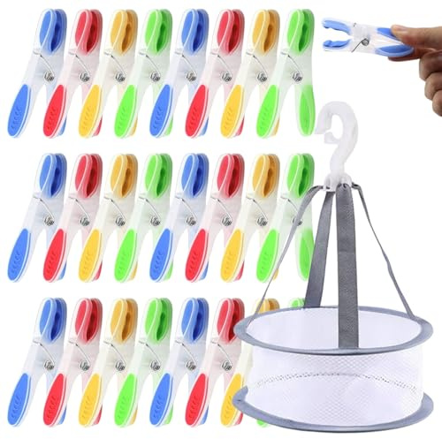 36 mollette da bucato con mollette, cesto, mollette con silicone antiscivolo, multicolore, non lasciano marchi per la biancheria, pantaloni, maglietta e biancheria intima