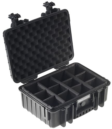 B&W Transportkoffer Outdoor - Typ 4000 Schwarz - mit variabler Facheinteilung - wasserdicht nach IP67 Zertifizierung, staubdicht, bruchsicher und unverwüstlich