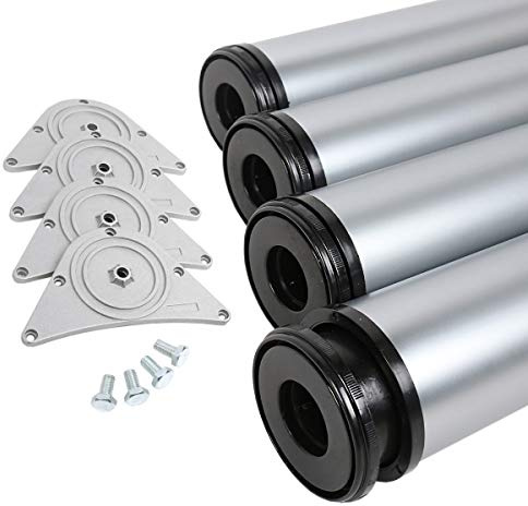 MS Beschläge® 4er Set Tischbeine Möbelfüße Tischstempel Höhe 870mm ø 80mm Chrom matt