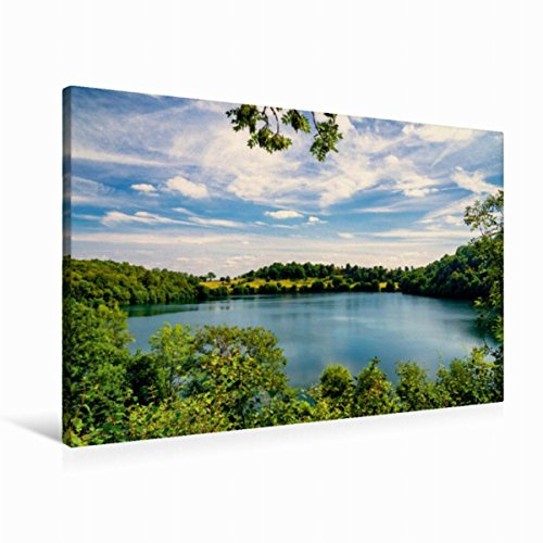 Premium Textil-Leinwand 90 x 60 cm Quer-Format Weinfelder Maar (Totenmaar) | Wandbild, HD-Bild auf Keilrahmen, Fertigbild auf hochwertigem Vlies, Leinwanddruck von Michael Bücker