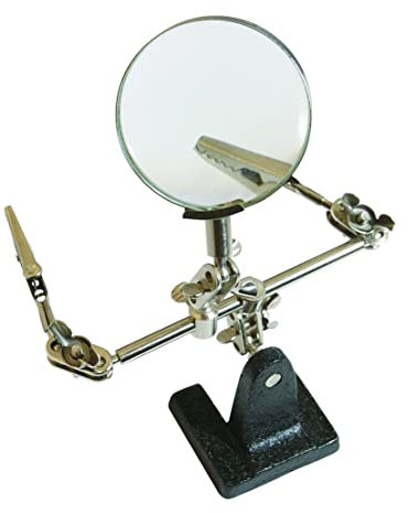 Silverline Helping Hands with Magnifying Lens – 63mm, 2.5x Magnification, Soldering & Precision Work Holder (633830)