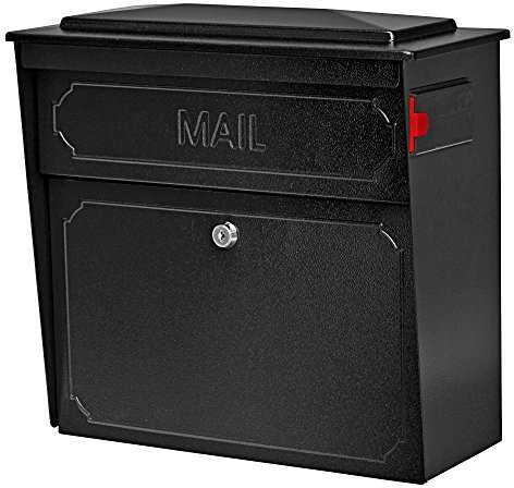 Mail Boss 7172 Townhouse, Black Home Vertical Wall Mount Security Mailbox with Lock and Key, Pack of 1