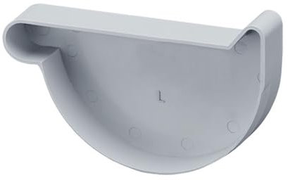 INEFA Dachrinnen Endstück halbrund, PVC NW180 / 180mm, links Grau Dachrinnenzubehör, einfache Steckmontage, Made in Germany