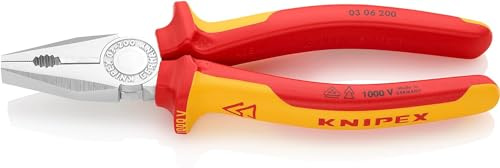 KNIPEX Pince universelle sur carte LS chromée isolées par, 03 06 200 SB | Gaines bi-matière, certifiées VDE 200 mm