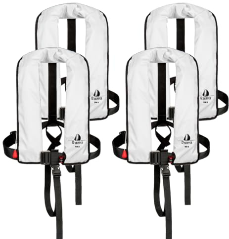 12skipper 4er-Set Automatik-Rettungswesten 165N ISO mit Harness
