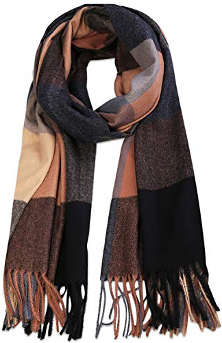 SOJOS Classic Plaid Tartan Scarf for Women Men Soft Scarves SC316 with C7